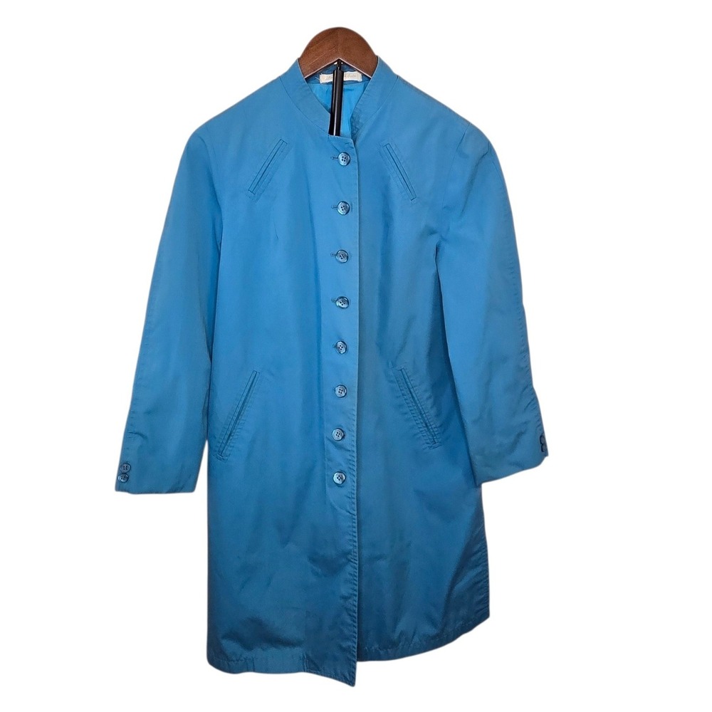 Vintage Misty Harbor Wish Buoy Cloth Rain Coat Jacket Blue Size 12 Mod Trench